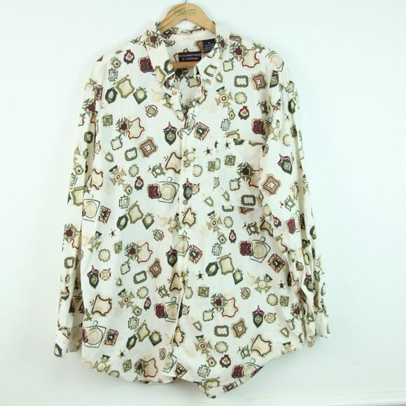 Vintage Other - Vintage XL Dad Shirt 90s Oversize Medallion Allover Print Preppy Nautical Skater